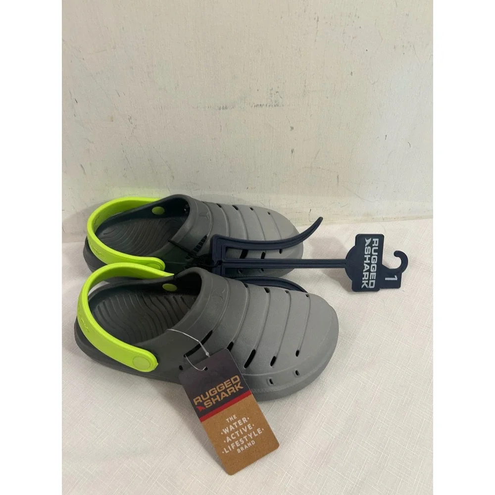 Rugged Shark EVA Clog 1 Green Grey Water Active Lifestyle Kids